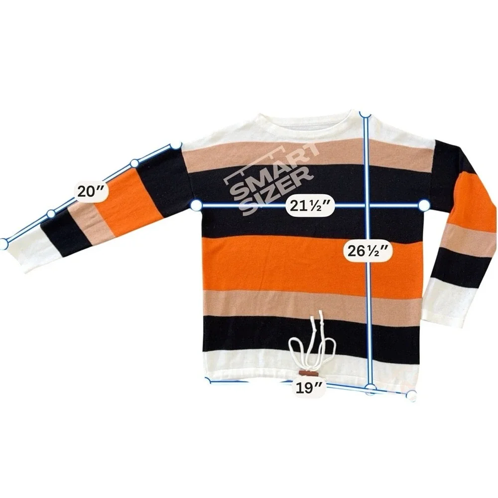 Striped Knit Sweater‎ Orange Black Cream Women's Large (Preloved)